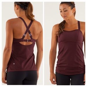 Lululemon Run Catch Me tank top burgundy w/bra